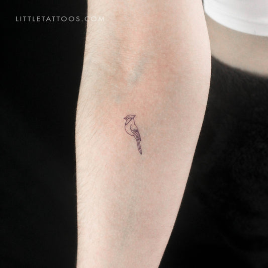 Tatuaje temporal minimalista de arrendajo azul - Juego de 3