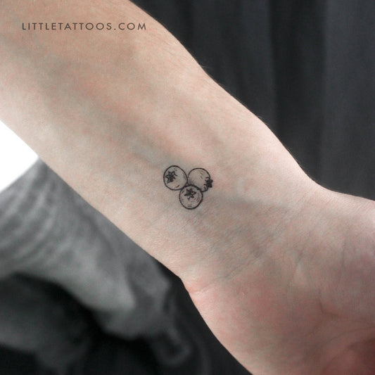 Tatuaje temporal de tres arándanos pequeños (juego de 3)