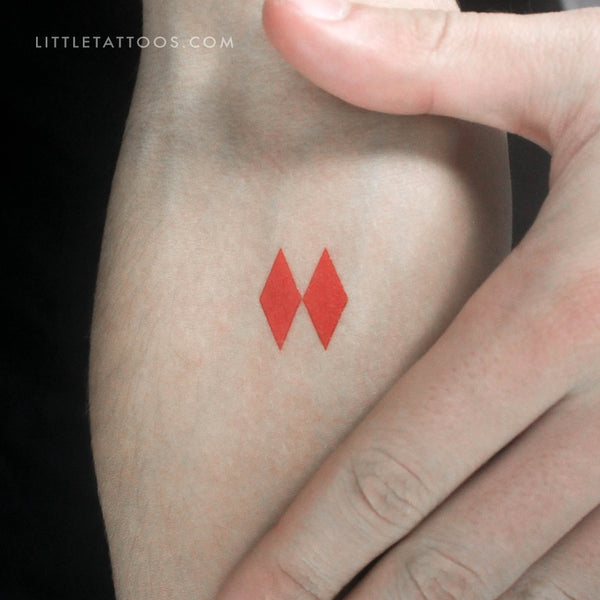 Two Red Rhombuses Temporary Tattoo - Set of 3