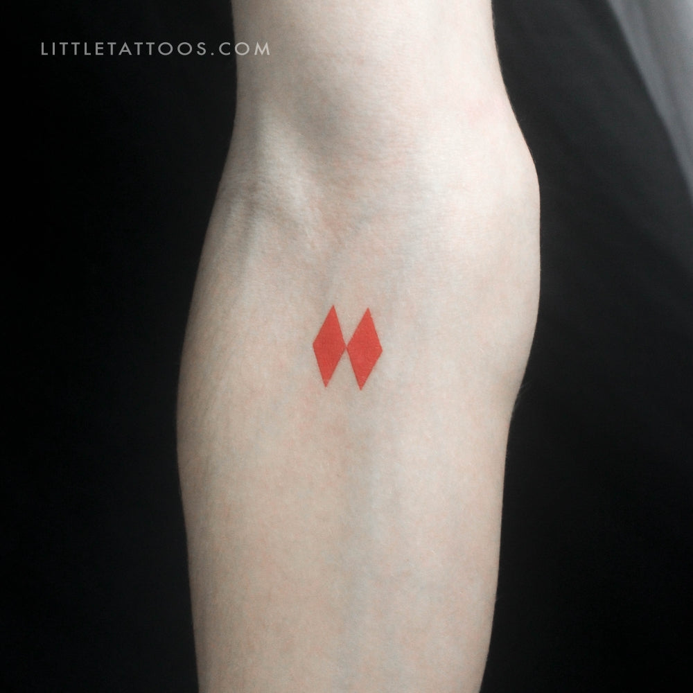 Two Red Rhombuses Temporary Tattoo - Set of 3