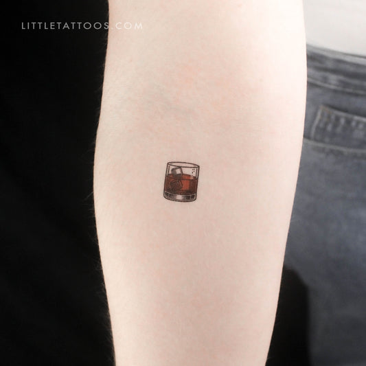 Little Glass Of Whisky Temporary Tattoo - Set of 3