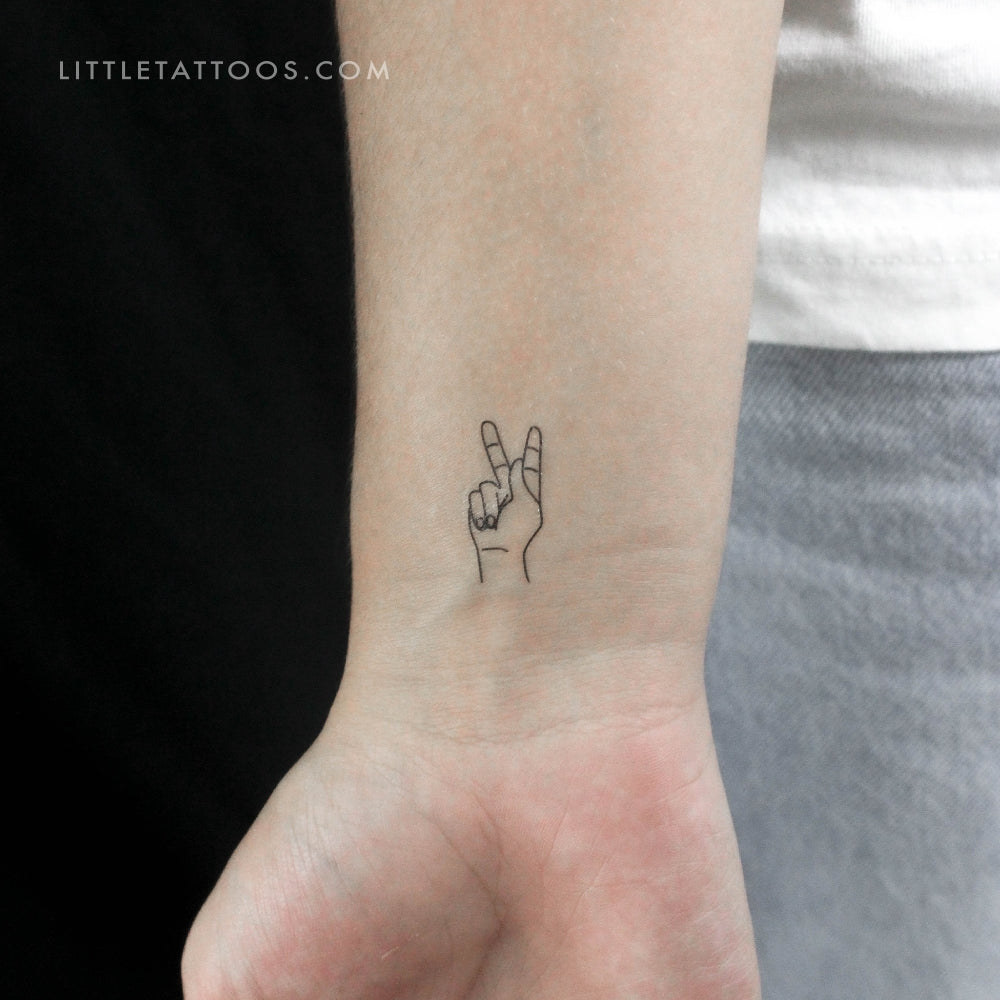 Tatuaje temporal de lenguaje de señas K - Juego de 3