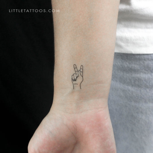 Tatuaje temporal de lenguaje de señas K - Juego de 3
