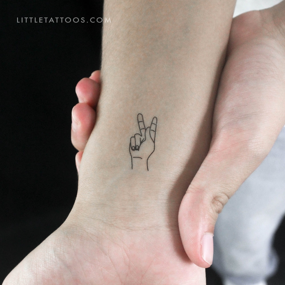 Tatuaje temporal de lenguaje de señas K - Juego de 3
