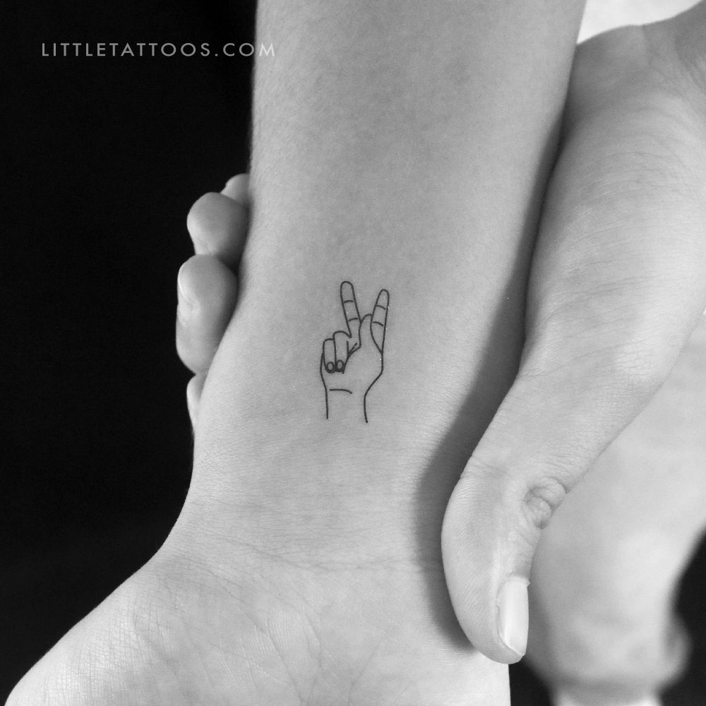 Tatuaje temporal de lenguaje de señas K - Juego de 3