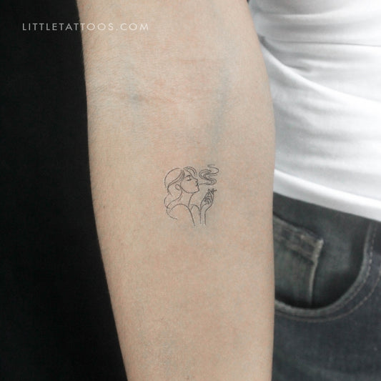 Tatuaje temporal de mujer fumando (juego de 3)