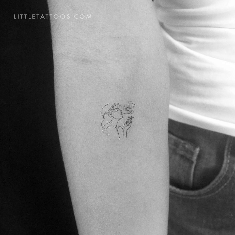 Woman Smoking Temporary Tattoo - Set of 3