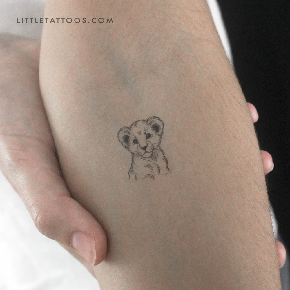 Lion Cub Temporary Tattoo - Set of 3