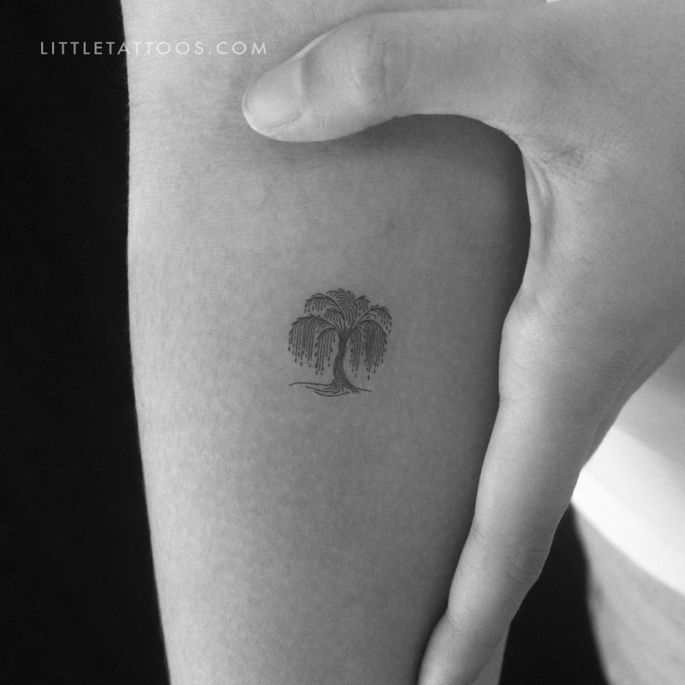 Minimalist Weeping Willow Tattoo Idea