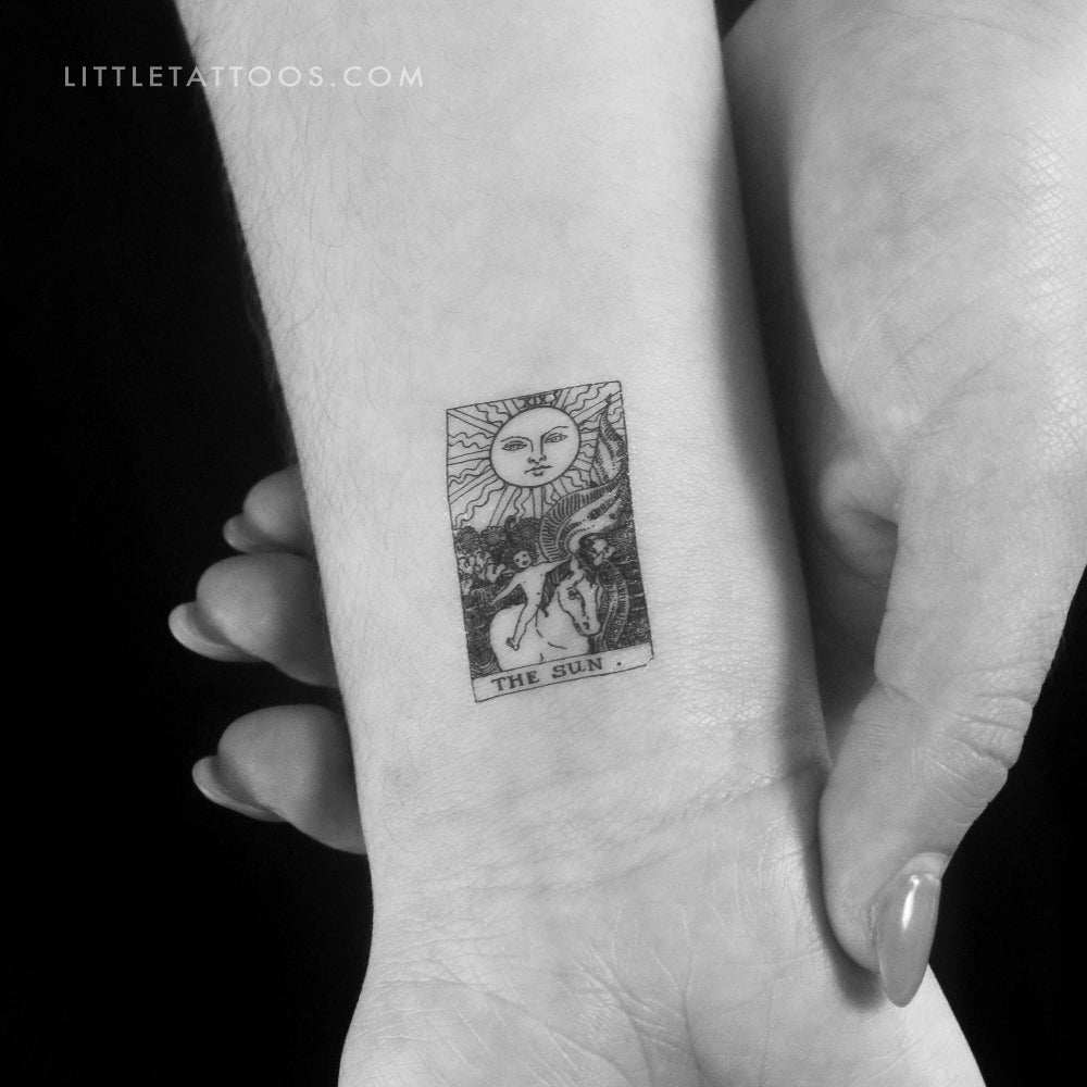 Tatuaje temporal de la carta del Tarot El Sol - Juego de 3