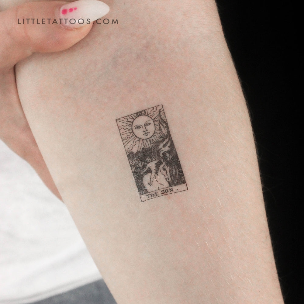 Tatuaje temporal de la carta del Tarot El Sol - Juego de 3