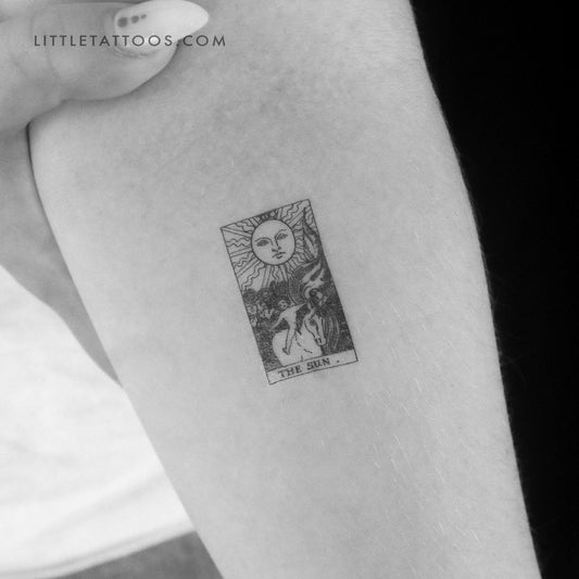 Tatuaje temporal de la carta del Tarot El Sol - Juego de 3