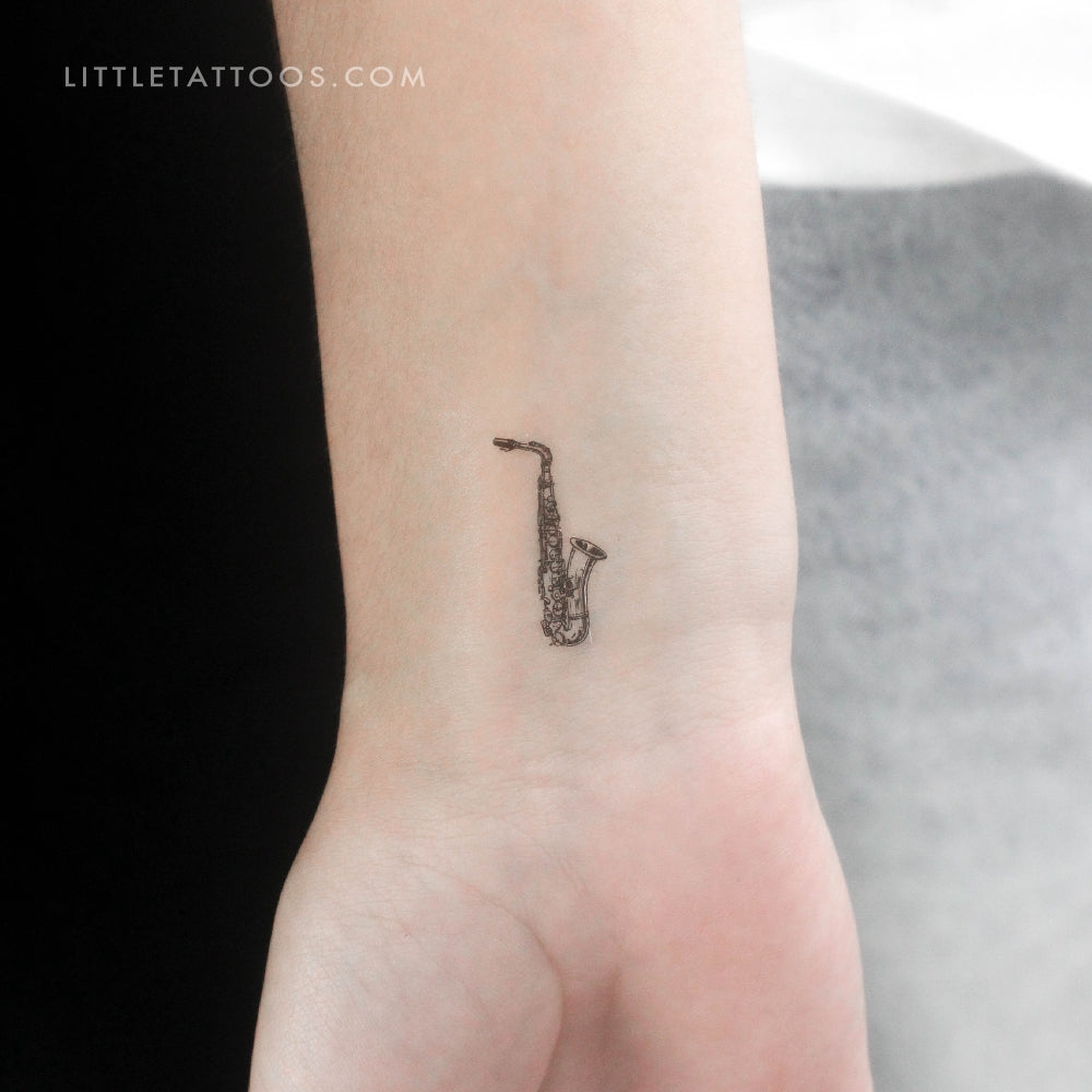 Tatuaje temporal de Saxofón - Juego de 3