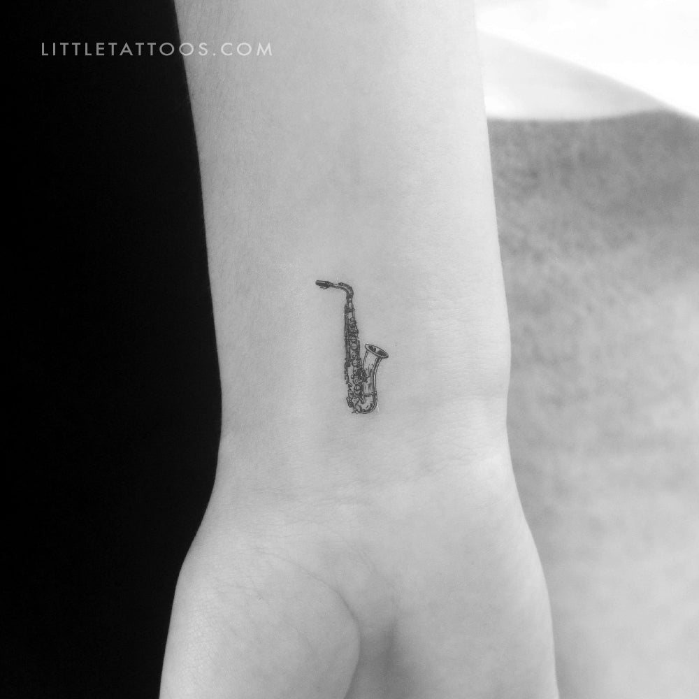 Tatuaje temporal de Saxofón - Juego de 3