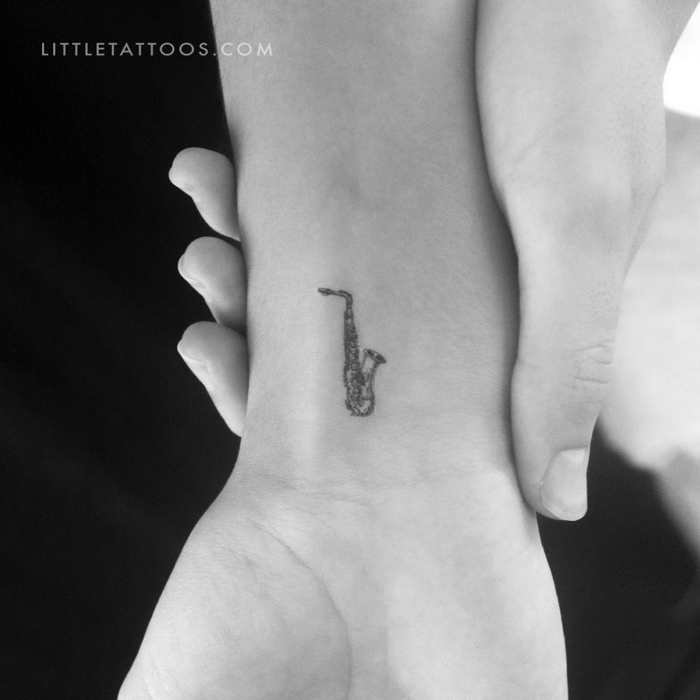 Tatuaje temporal de Saxofón - Juego de 3