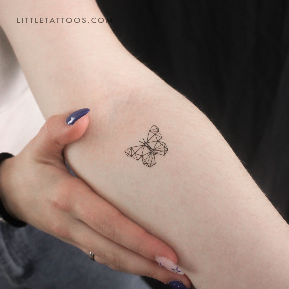 Low Poly Butterfly Temporary Tattoo - Set of 3