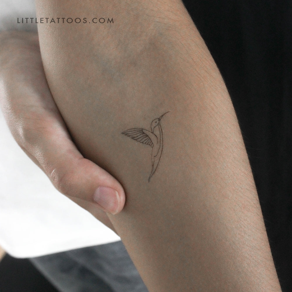 Fine Line Hummingbird Temporary Tattoo - Set of 3