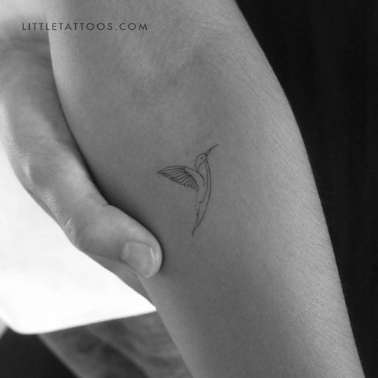 Tatuaje temporal de colibrí de línea fina (juego de 3)
