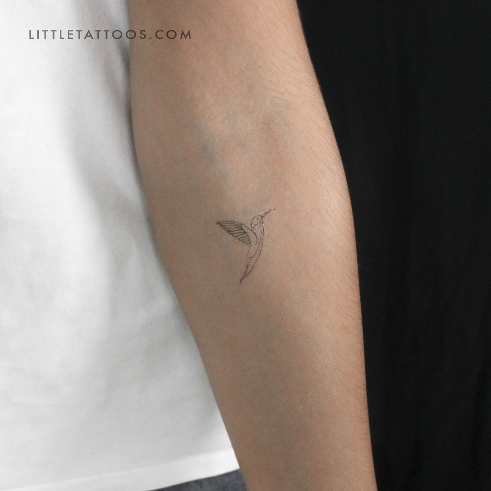 Fine Line Hummingbird Temporary Tattoo - Set of 3