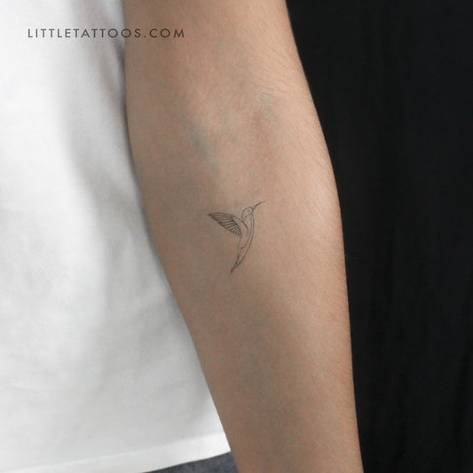 Tatuaje temporal de colibrí de línea fina (juego de 3)