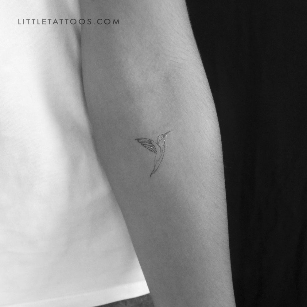 Fine Line Hummingbird Temporary Tattoo - Set of 3