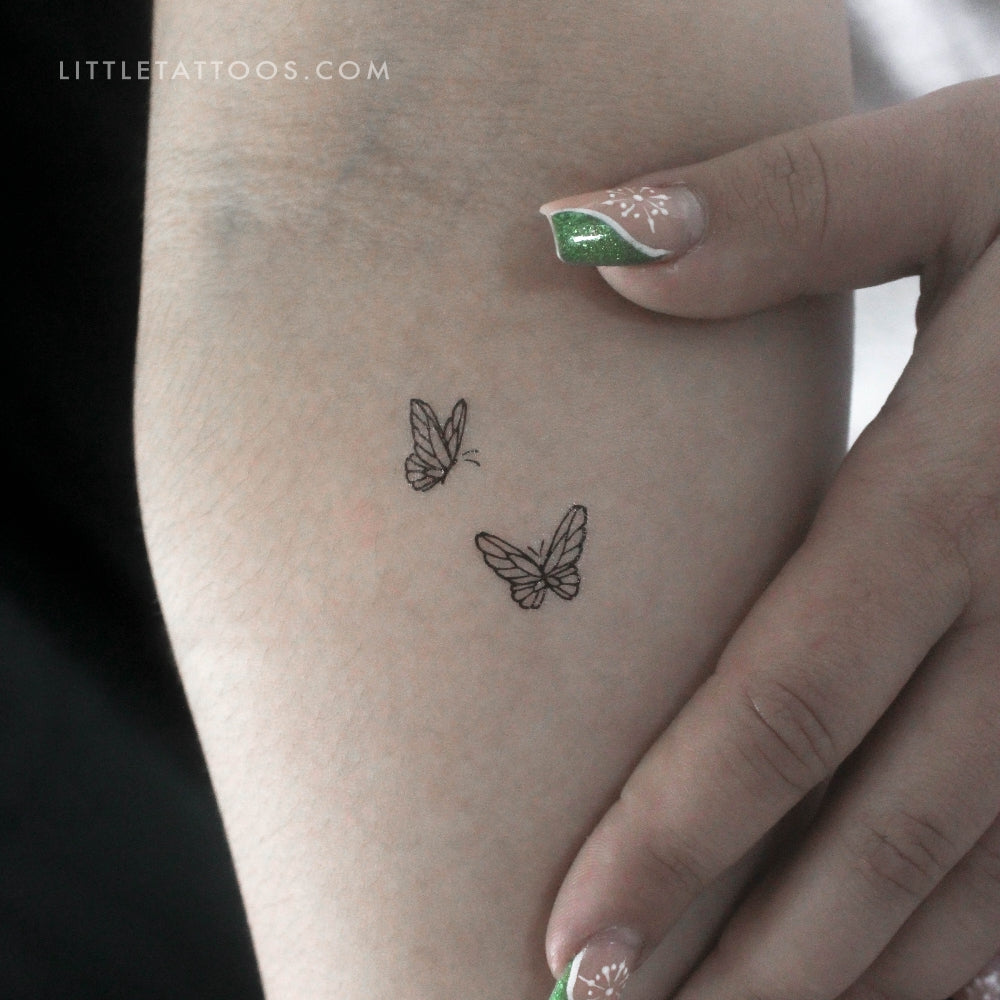 Delicate Butterfly Duo Temporary Tattoo - Set of 3