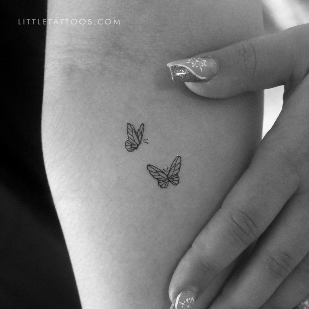 Delicate Butterfly Duo Temporary Tattoo - Set of 3