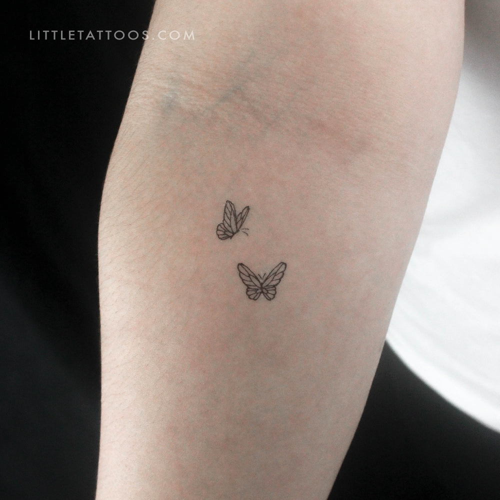 Delicate Butterfly Duo Temporary Tattoo - Set of 3