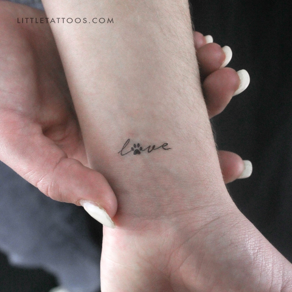 Love Paw Print Temporary Tattoo - Set of 3