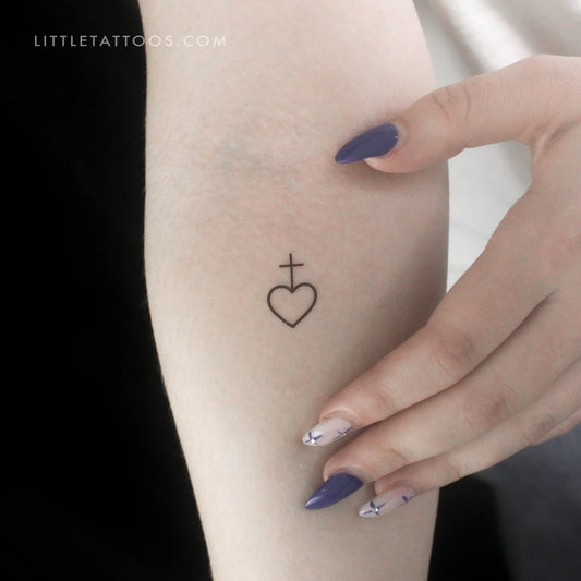 Heart And Cross Temporary Tattoo - Set of 3