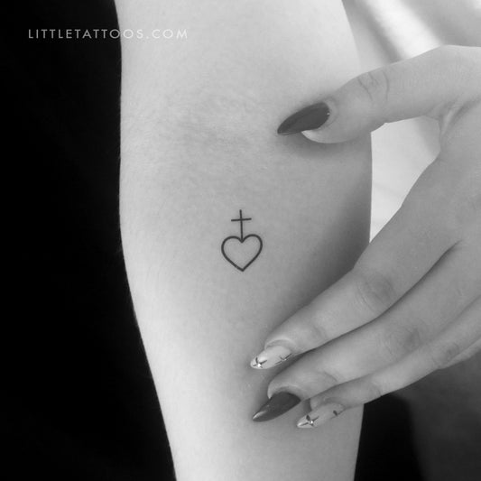Heart And Cross Temporary Tattoo - Set of 3