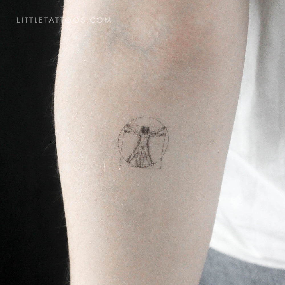 Small Vitruvian Man Temporary Tattoo - Set of 3