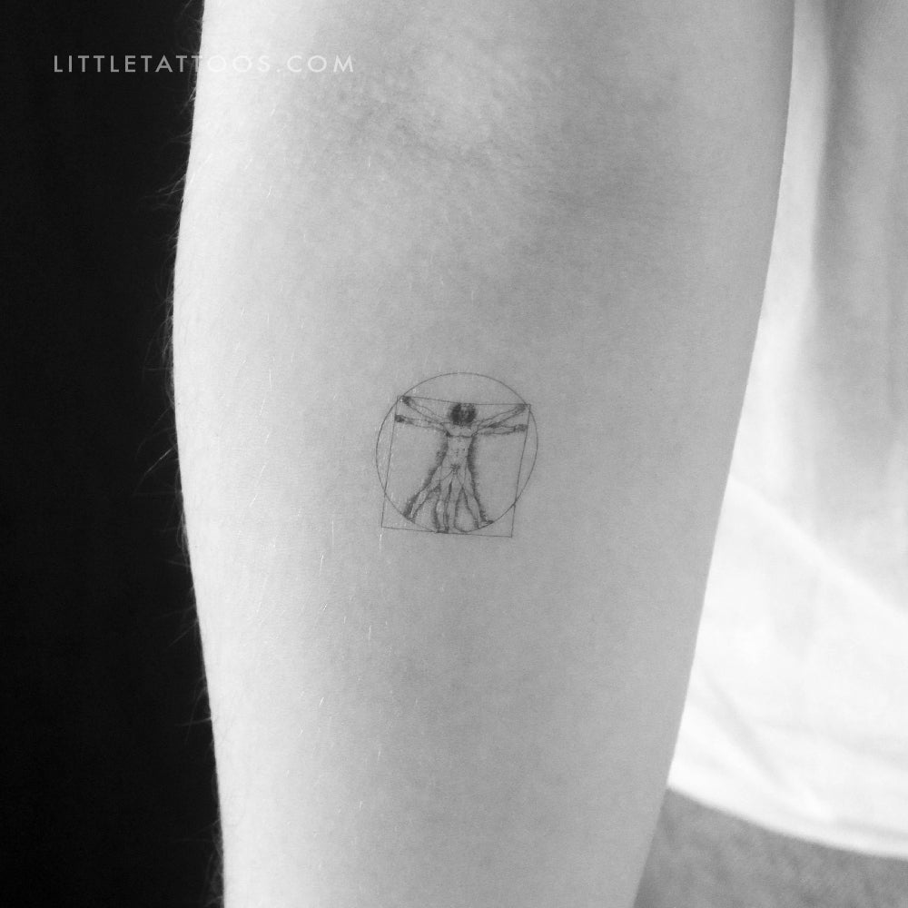 Small Vitruvian Man Temporary Tattoo - Set of 3