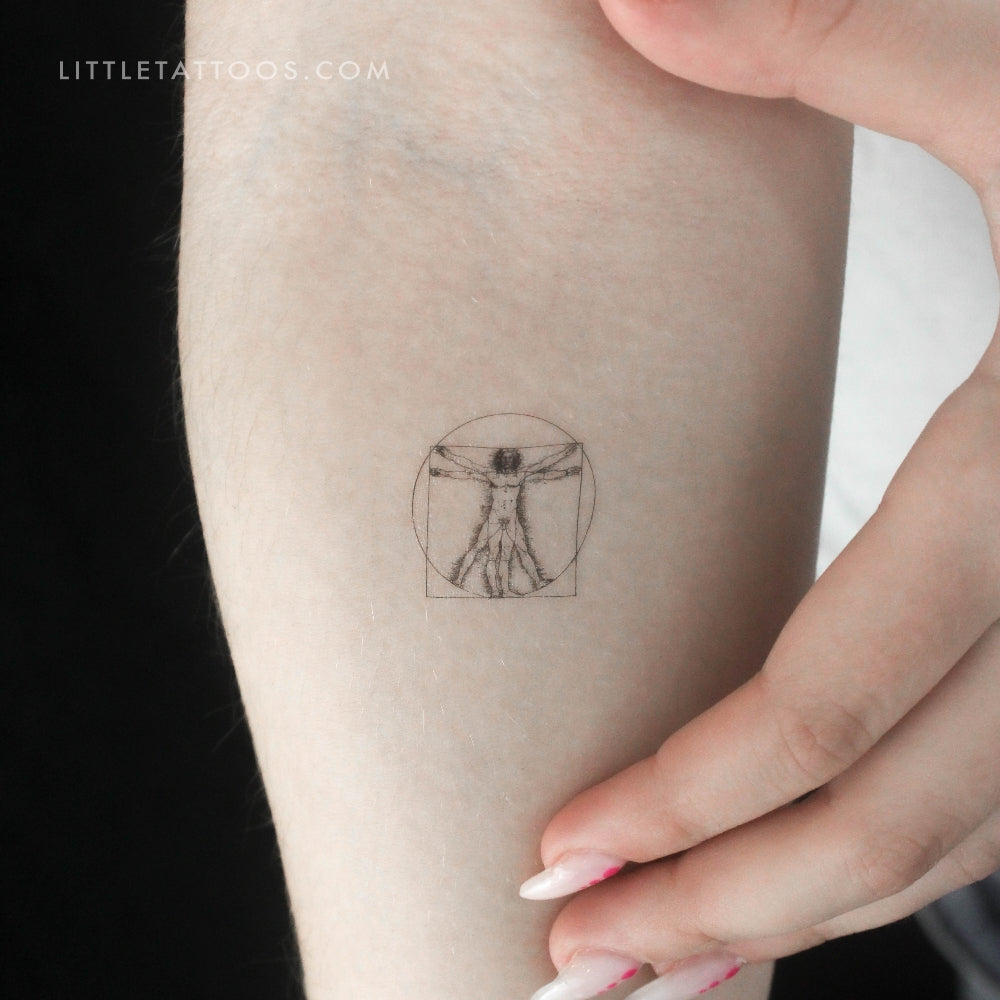 Small Vitruvian Man Temporary Tattoo - Set of 3