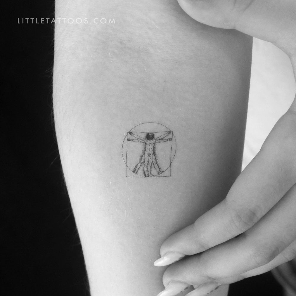 Small Vitruvian Man Temporary Tattoo - Set of 3