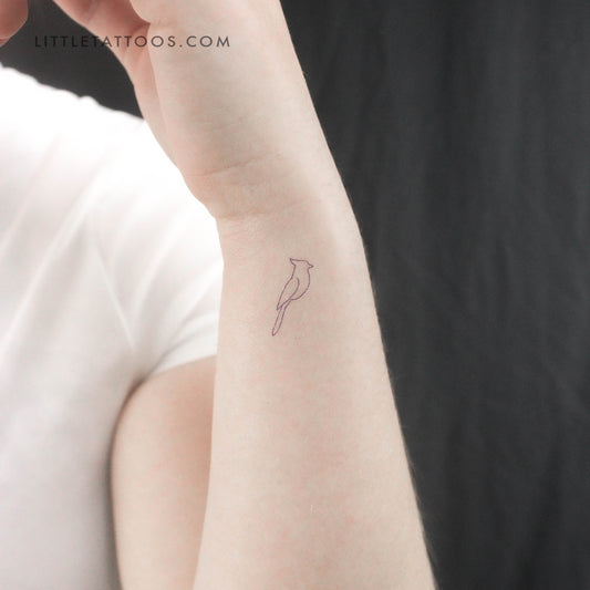 Tatuaje temporal de arrendajo azul de línea fina - Juego de 3