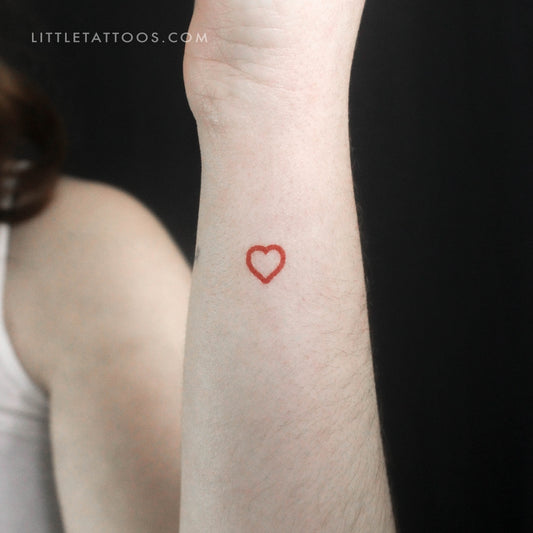 Small Red Heart Outline Temporary Tattoo - Set of 3