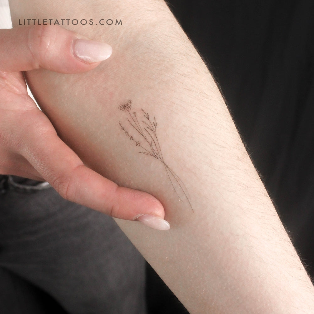 Flower Bouquet Nº2 Temporary Tattoo by Harmlessberry - Set of 3