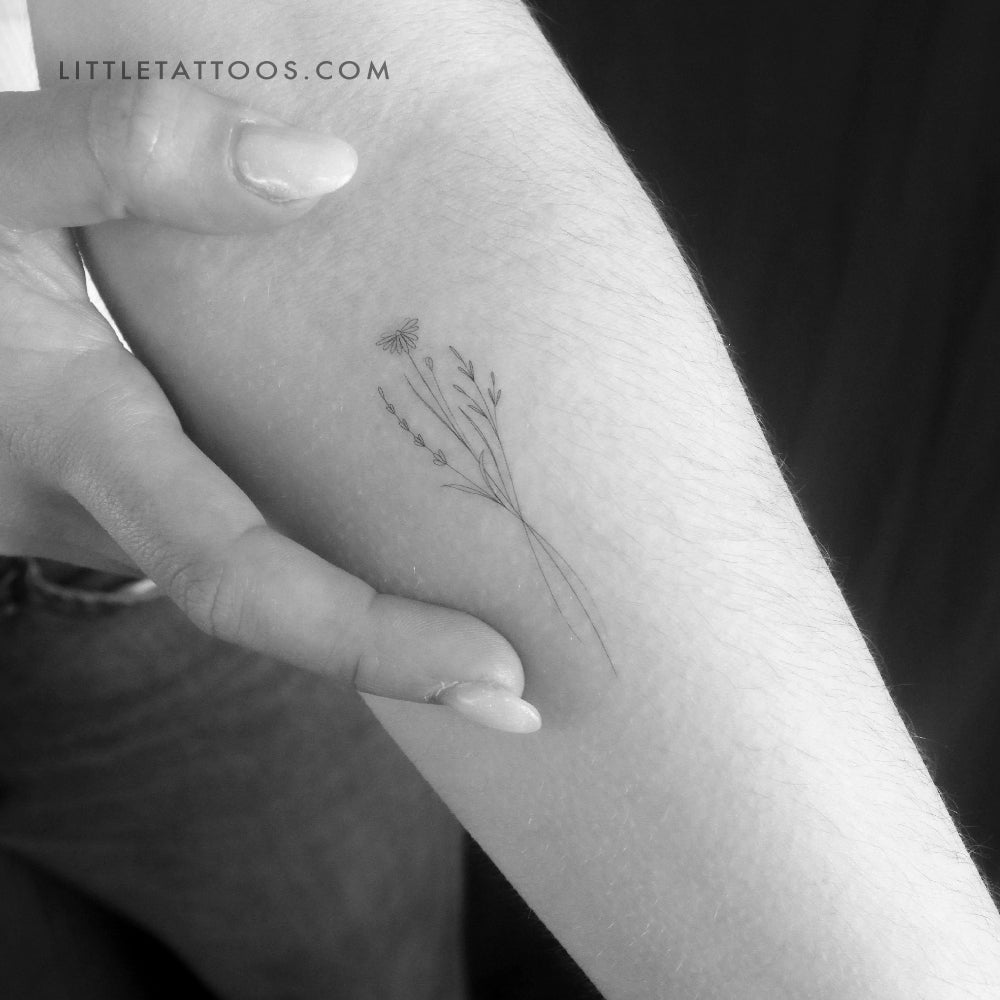 Flower Bouquet Nº2 Temporary Tattoo by Harmlessberry - Set of 3