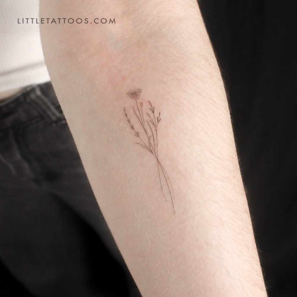 Flower Bouquet Nº2 Temporary Tattoo by Harmlessberry - Set of 3