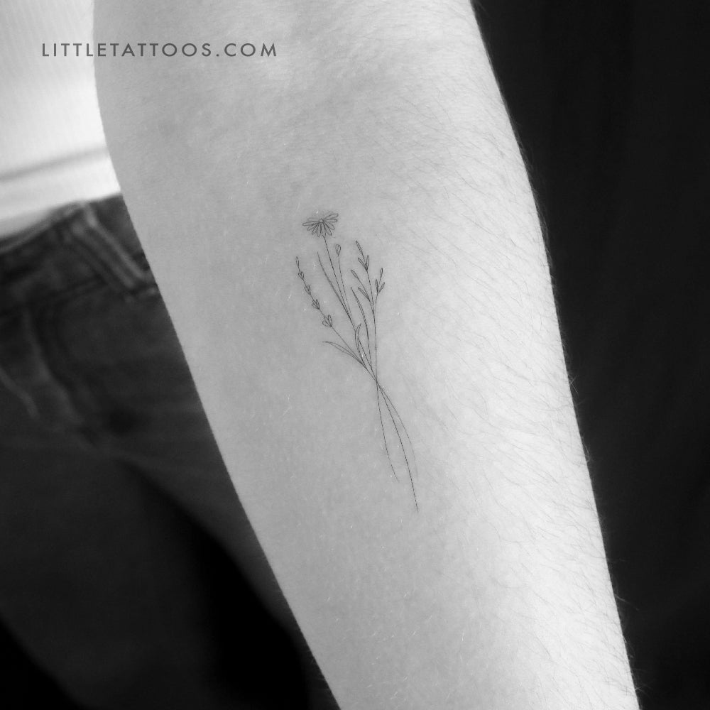Flower Bouquet Nº2 Temporary Tattoo by Harmlessberry - Set of 3