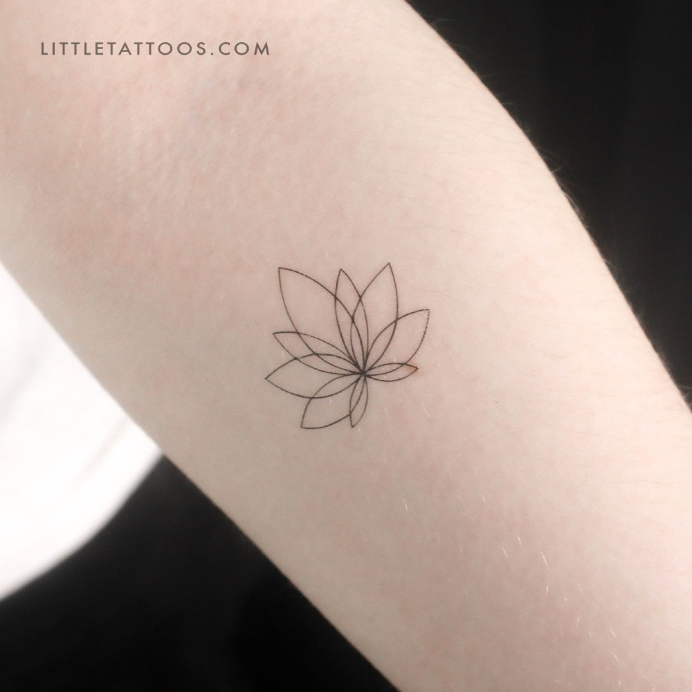 Fine Line Lotus Flower Temporary Tattoo - Set of 3