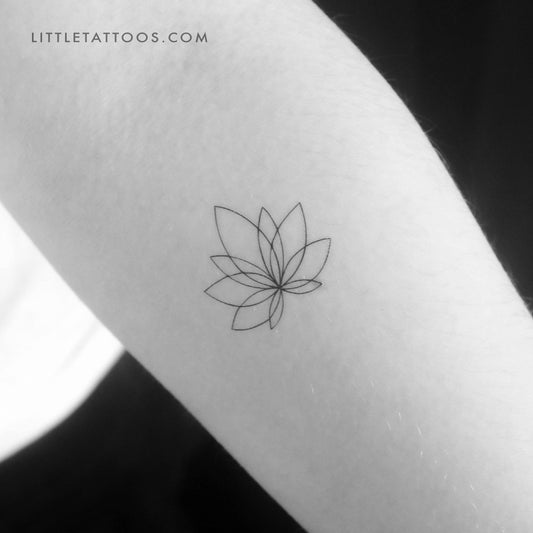 Fine Line Lotus Flower Temporary Tattoo - Set of 3