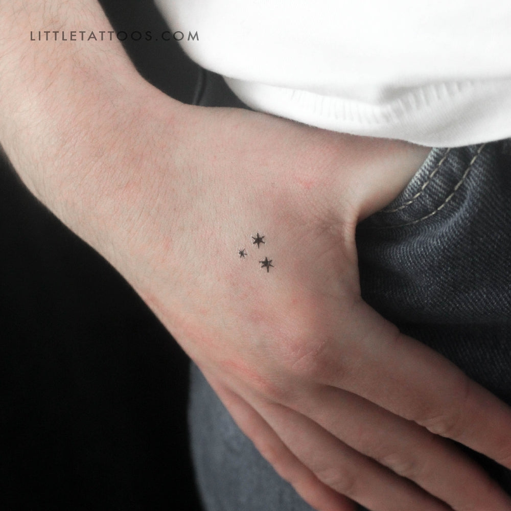 Tatuaje temporal de tres estrellas pequeñas (juego de 3)