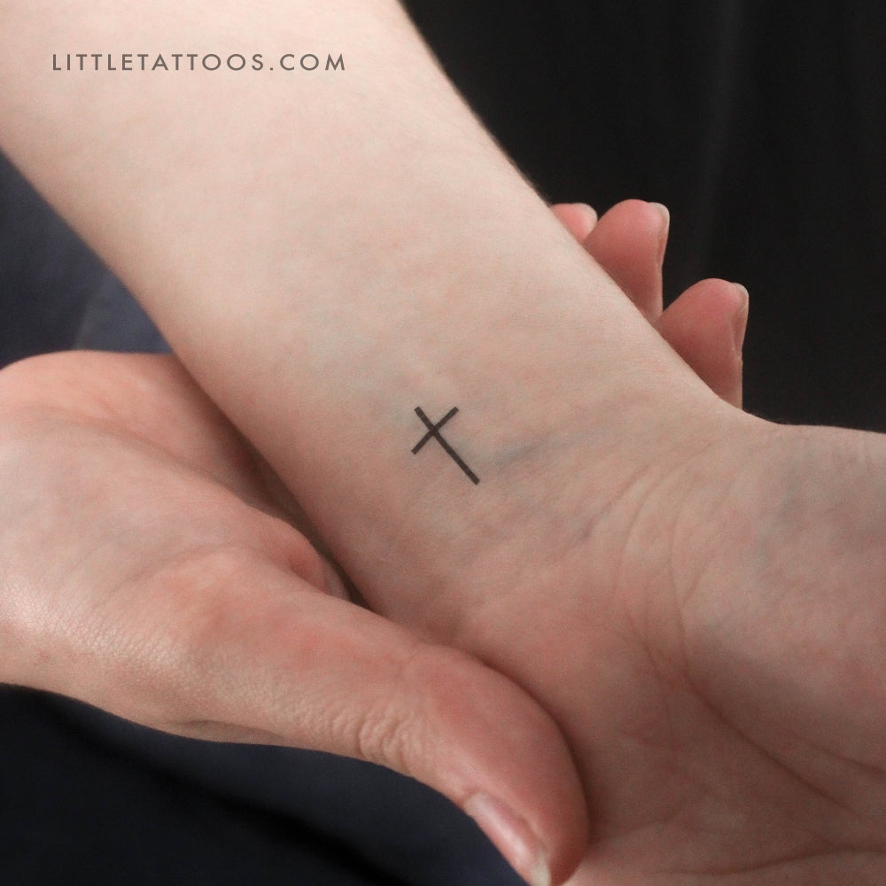Tatuaje temporal de cruz minimalista - Juego de 3