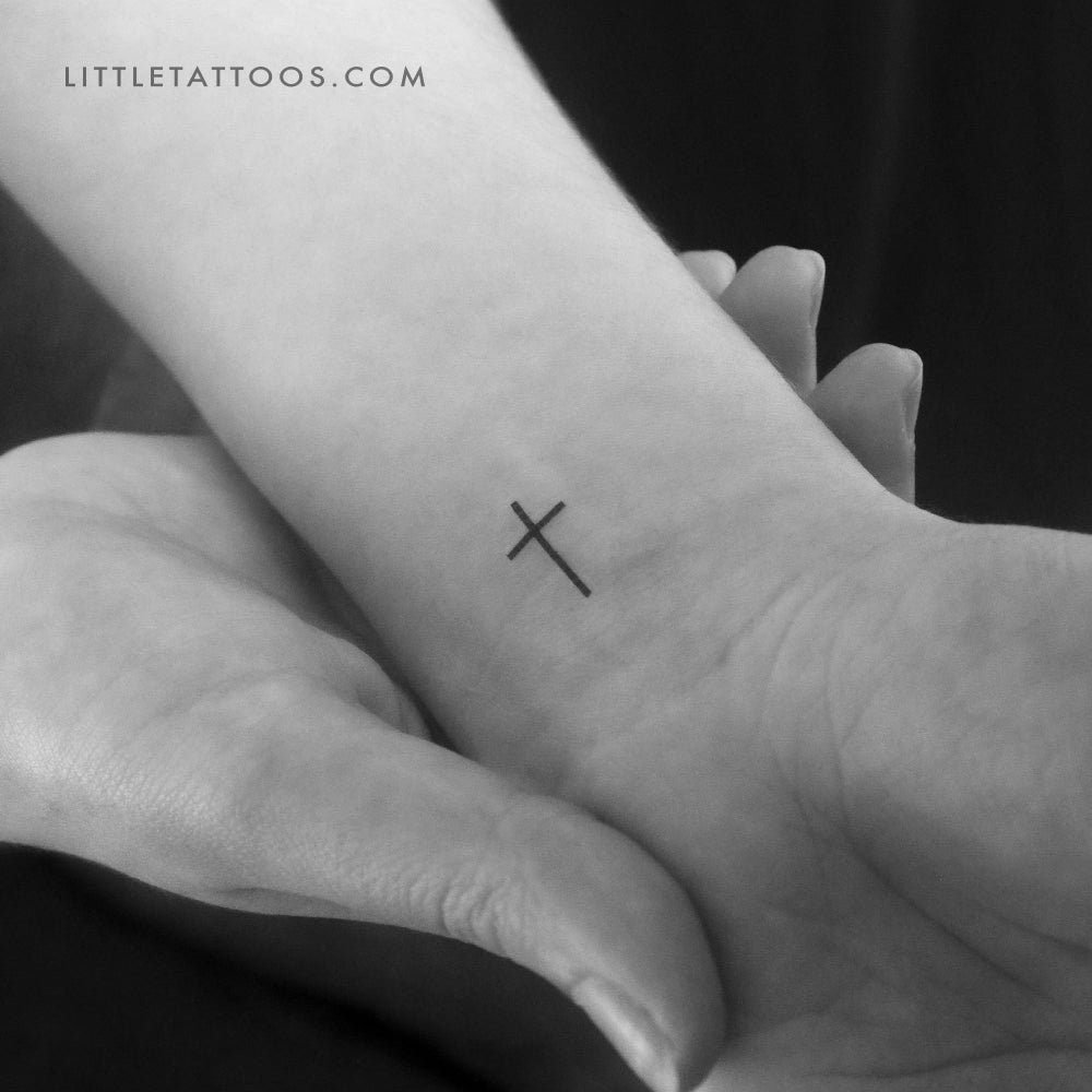 Tatuaje temporal de cruz minimalista - Juego de 3