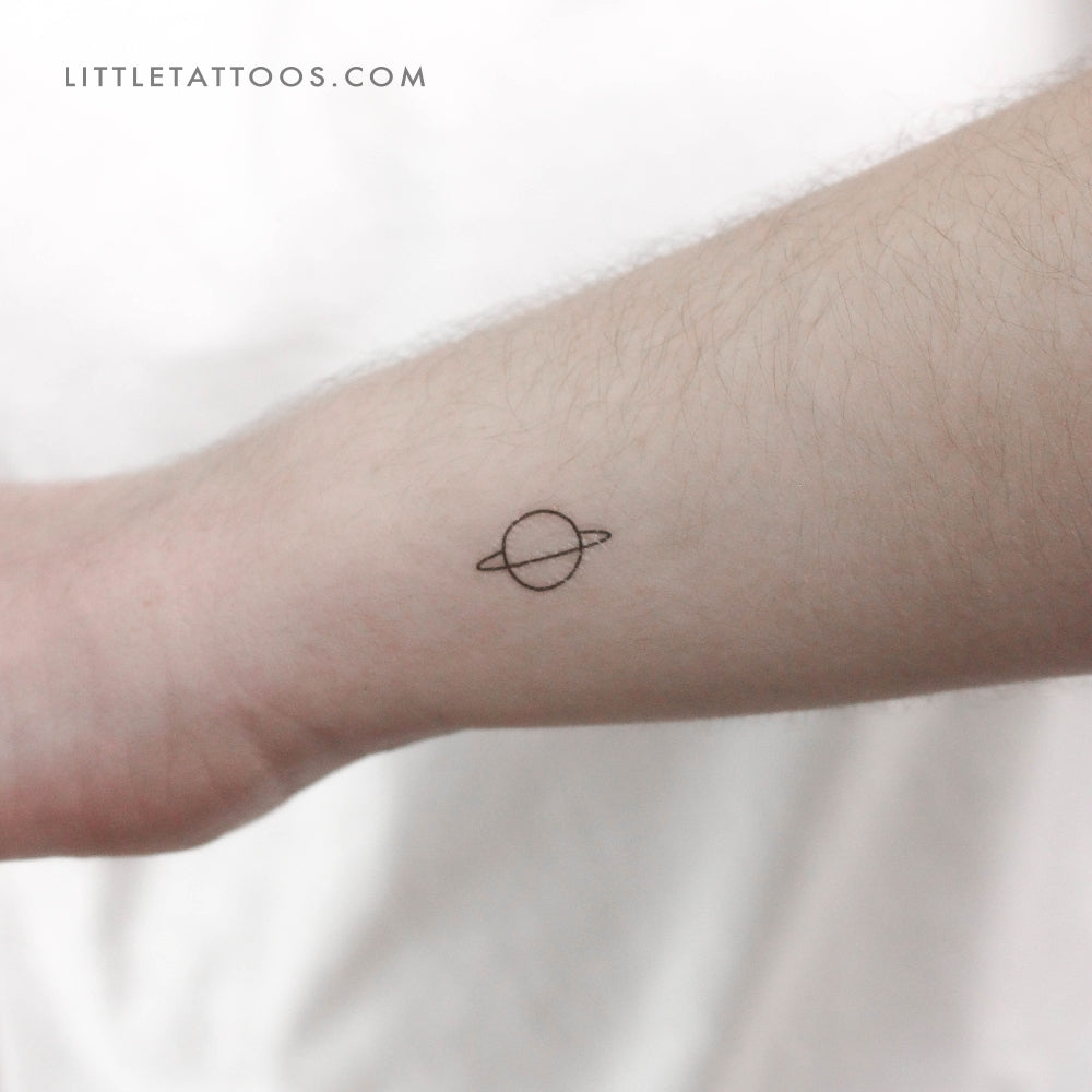 Minimalist Saturn Temporary Tattoo - Set of 3