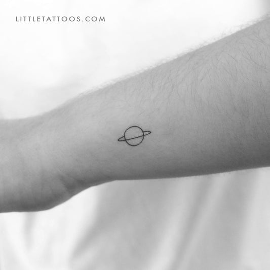 Minimalist Saturn Temporary Tattoo - Set of 3