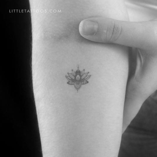 Small Ornamental Lotus Flower Temporary Tattoo - Set of 3