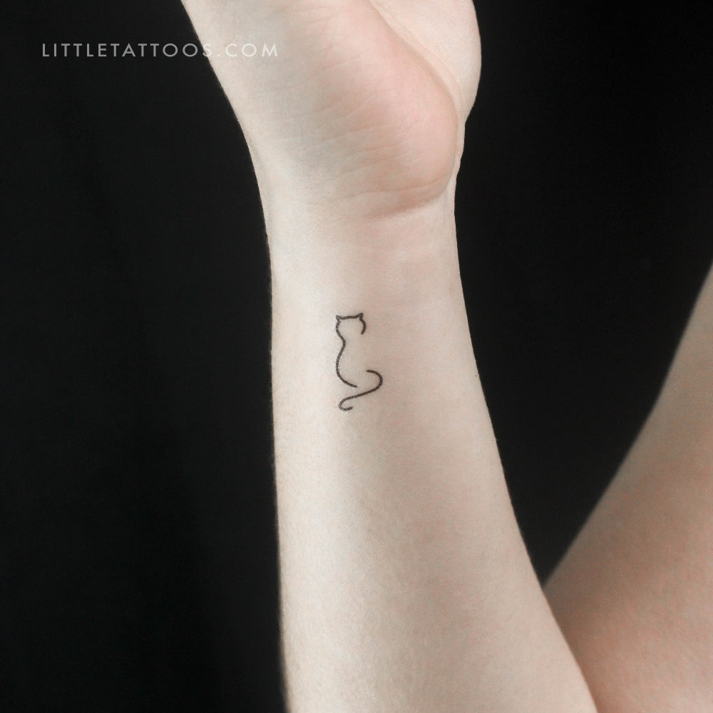 Tatuaje temporal de gato minimalista - Juego de 3